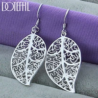 doteffil 925 sterling silver leaves drop earrings for woman wedding engagement fashion party charm jewelry