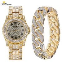 hip hop 15mm iced out mens necklace bracelet watch rhinestone zircon paved tennis necklace men cz bling rapper iced out jewelry