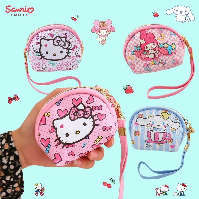 

Kawaii Sanrio, Hello Kitty кошелек My Melody Cinnamoroll милый мультяшный ПУ мини брелок-Кошелек для монет наушники сумка для банковских карт