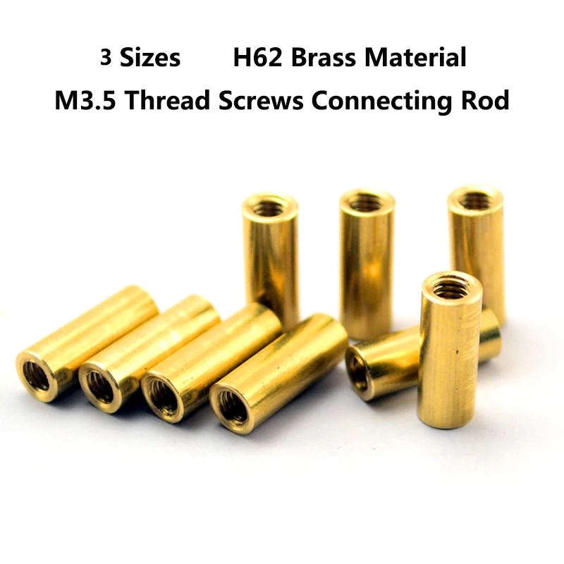 

30pcs/Set H62 Brass 3 Sizes M3.5 Thread Screws Connecting Round Rod Knife DIY Making Accessories Parts Nails Threaded Nut Studs