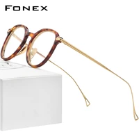 fonex acetate titanium eyeglasses frame men 2022 vintage retro round prescription glasses women optical spectacle eyewear f85663