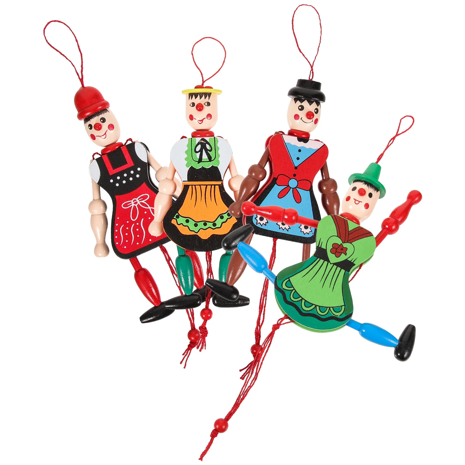 

Wood Puppets Toys Margaretha Wood Hanging String Puppet Toys with Movable Hands and Feet for Parent Child Interactive Toys 4pcs