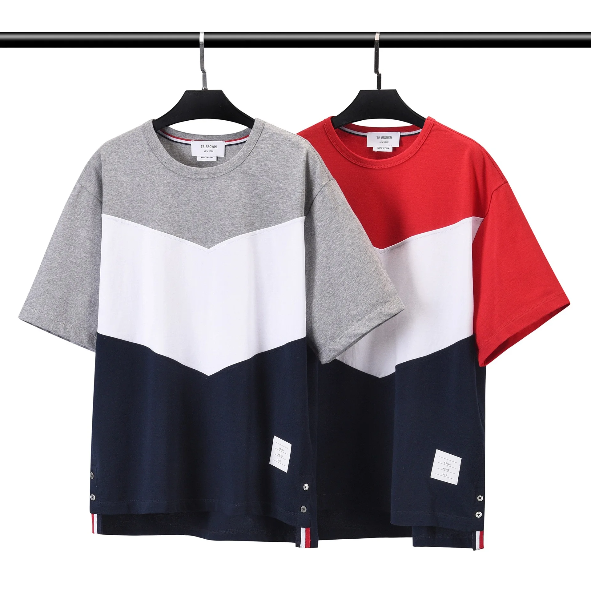 

TB BROWIN new TB match color short sleeve men's and women's same style bat sleeve T-shirt couple T-shirt