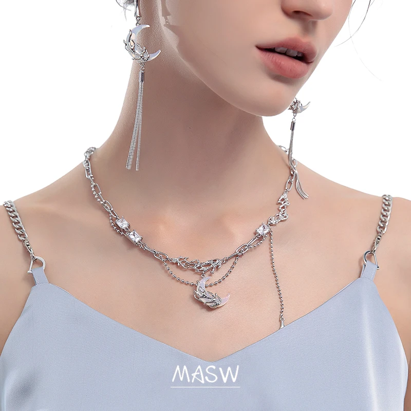 Ожерелье MASW в форме Луны с оригинальным дизайном Модное Новое современное
