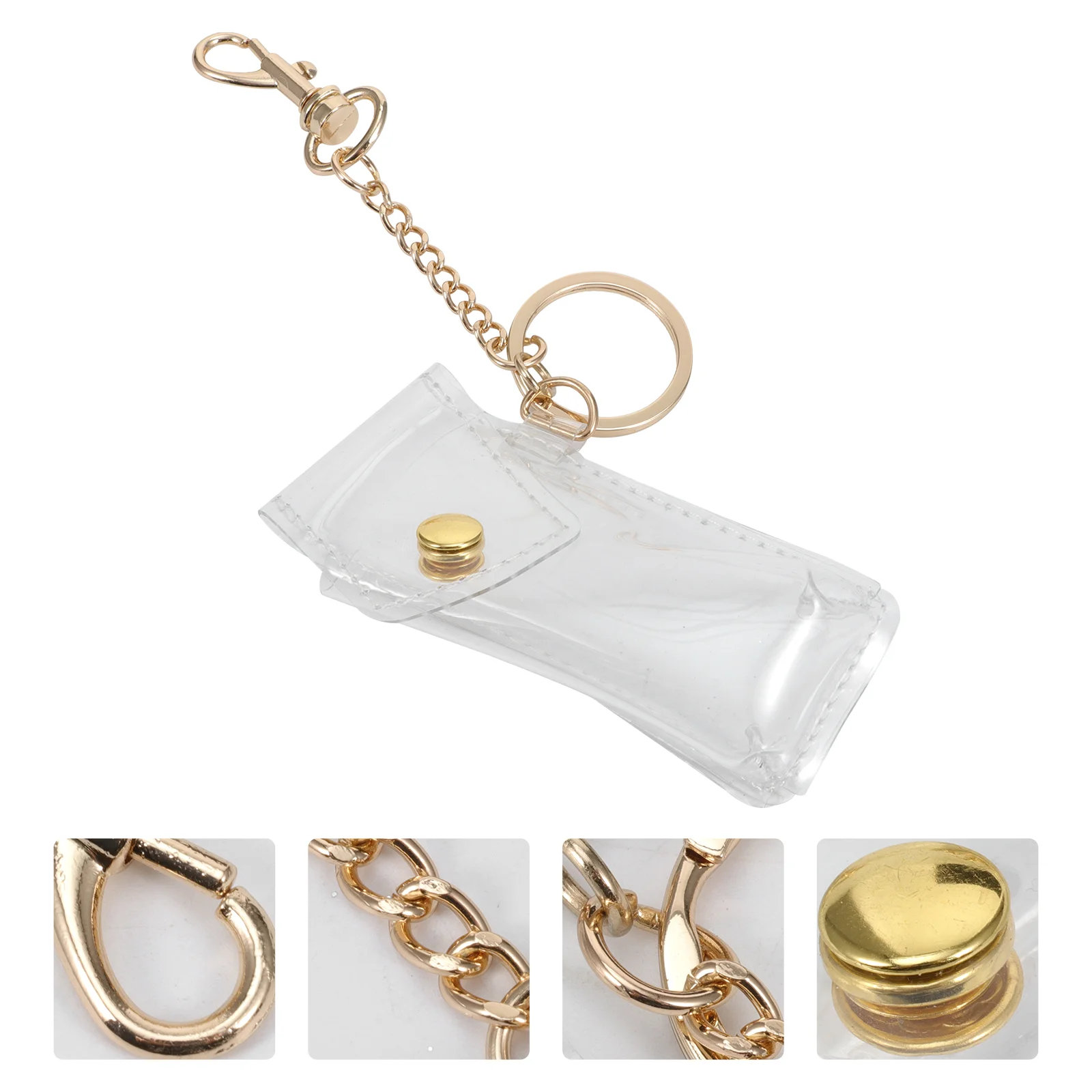 

Keychain Holder Lipstick Chapstick Keyring Cover Key Hanging Pvc Ring Balm Case Lip Portable Chopstick Gloss Creative Simple