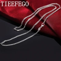 tieefego silver color 1618202224262830 inch 2mm chain link necklace for women men fashion jewelry wedding gift