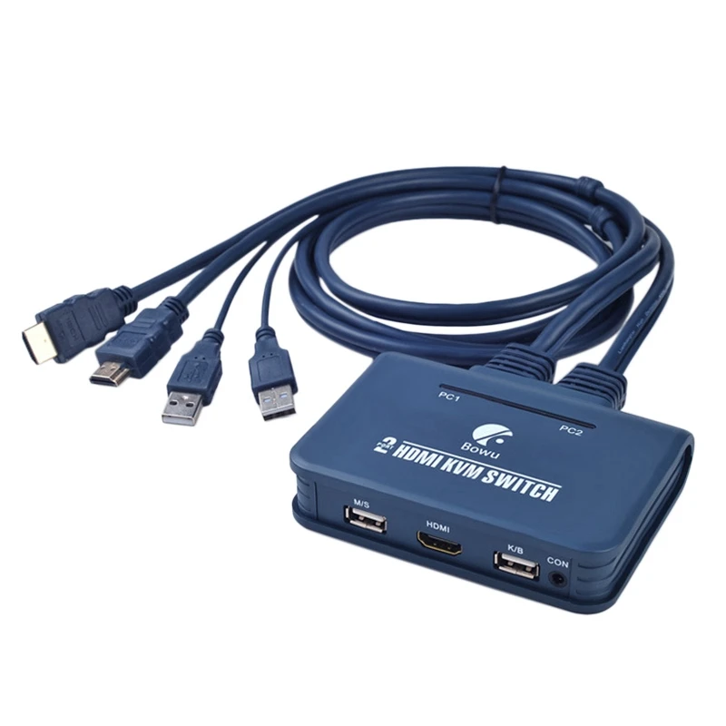 

USB HDMI-совместимый KVM-переключатель с двумя кабелями