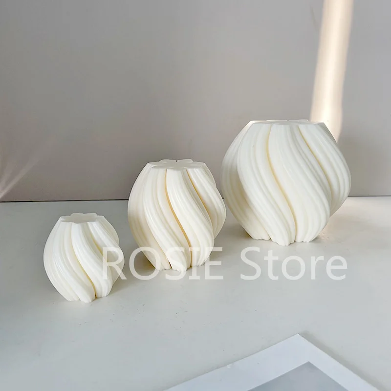 

3D Rotating Wave Candle Mold Modern Art Geometric Silicone Mold Desktop Decoration Striped Columnar Aromatherapy Candle Crafts