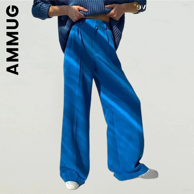 

Брюки Ammug, новые женские брюки, модные повседневные женские длинные синие офисные брюки, мягкие брюки, тонкие женские брюки