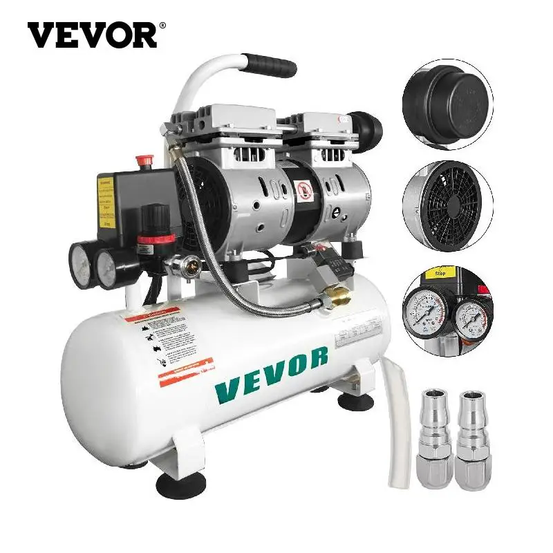 VEVOR Silent Air Compressor 9/25/30L Portable Oil-free Air Compressor Pump Safe Solenoid Valve Workshop Repair Tire Inflation