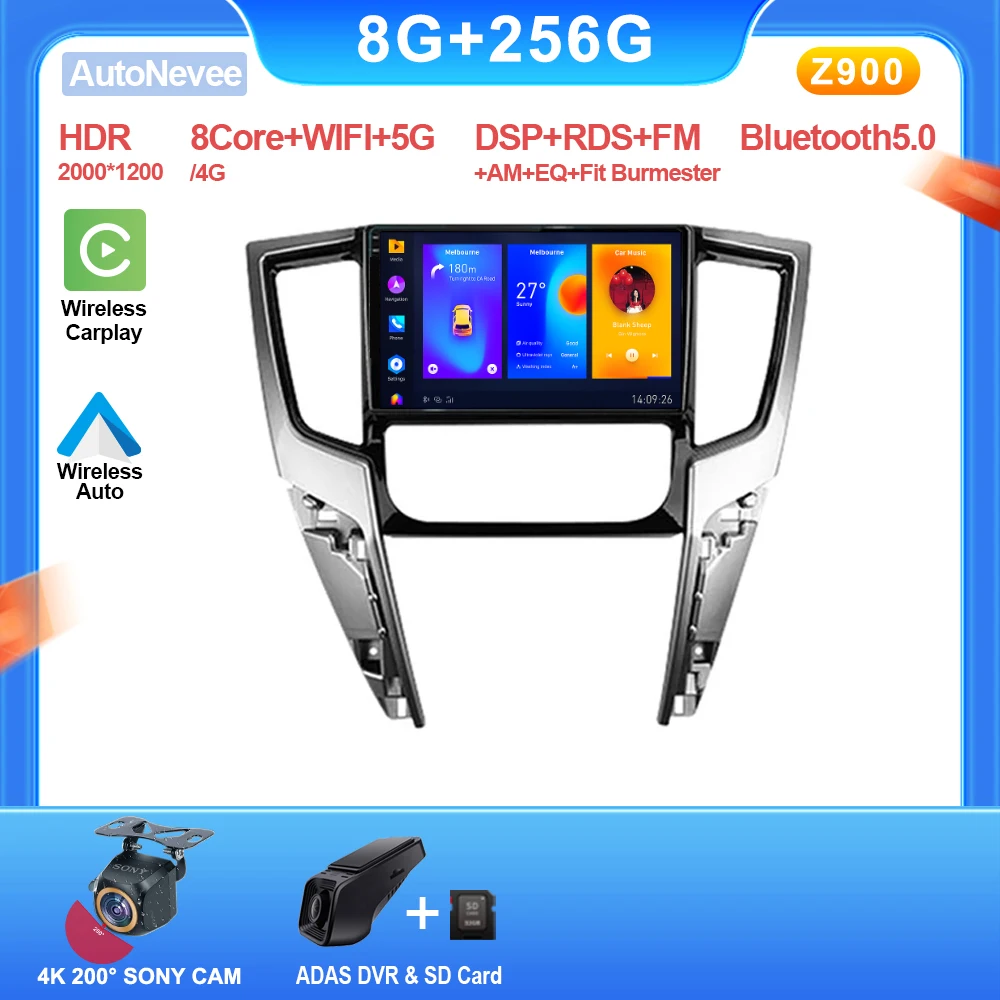 

Авто Android для Mitsubishi L200 5 2018-2021 Автомобильный радиоприемник Мультимедийный видеоплеер без сенсорного экрана 2din DVD 9-дюймовый 5G Wi-Fi дисплей