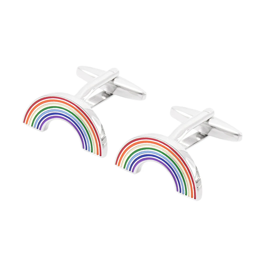 

NVT Fashion Rainbow Cufflinks for Mens Shirt Cuff buttons Colorful Enamel Cuff links Gift Brand Jewelry Free Engraving Name