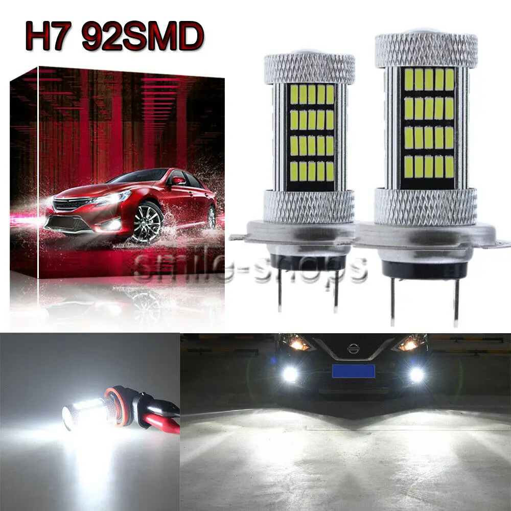 

Комплект для преобразования противотуманных светодиодных ламп H7 4014 92Smd, высокая мощность, яркий 6000K, Hid, белый