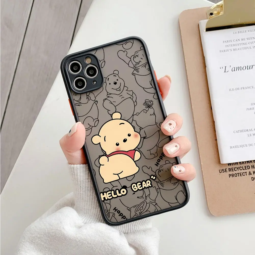 Милый матовый чехол с Винни-Пухом для iPhone 17E 17 16 16E 15 14 13 12 11 Pro Max 17Air 7 8 Plus XR XS, противоударный защитный чехол-броня (art.: 3920da9f67ace) - 3920da9f67ace