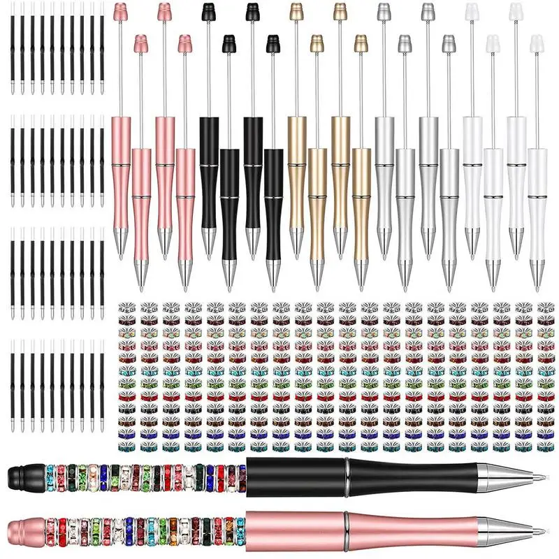 

Plastics Bead Pen Ballpoint Pens Fits For Most Bead Holes Ballpoint Pens With 8 Mm Silver Spacer Beads Beadable Pens Supplies