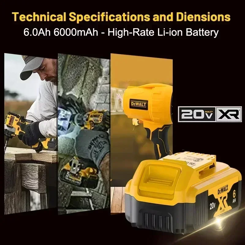 Фото DCF922 20 В, совместимая с электроинструментами dewalt, 6,0 Ач, литиевая аккумуляторная батарея для электроинструмента, 20 В, 18 В, 18 В, 6 Ач №4