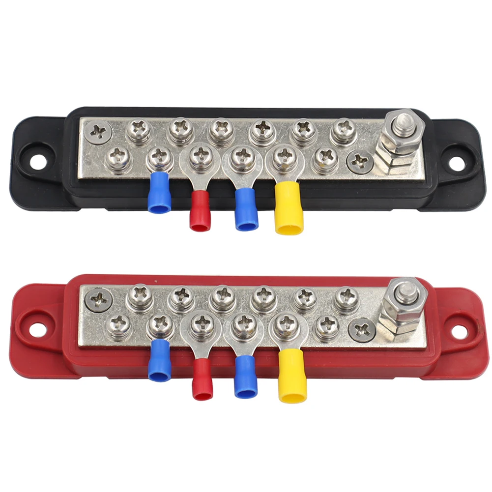 

Car Terminal Block Negative Bus Bar 12V 180A Power Distribution Block Termianl Bus For Automotive Boat Solar System (Black & Red