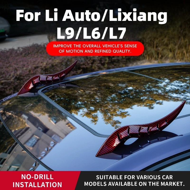 Фото Спойлер, украшение из углеродного волокна для Li Auto/Lixiang L9/L6/L7, аксессуары, установка без сверления, 3D-углеродное волокно, защита от царапин №1