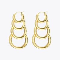 enfashion multilayer circle links drop earrings for women gold color long tassel dangle earings fashion jewelry pendientes e1073