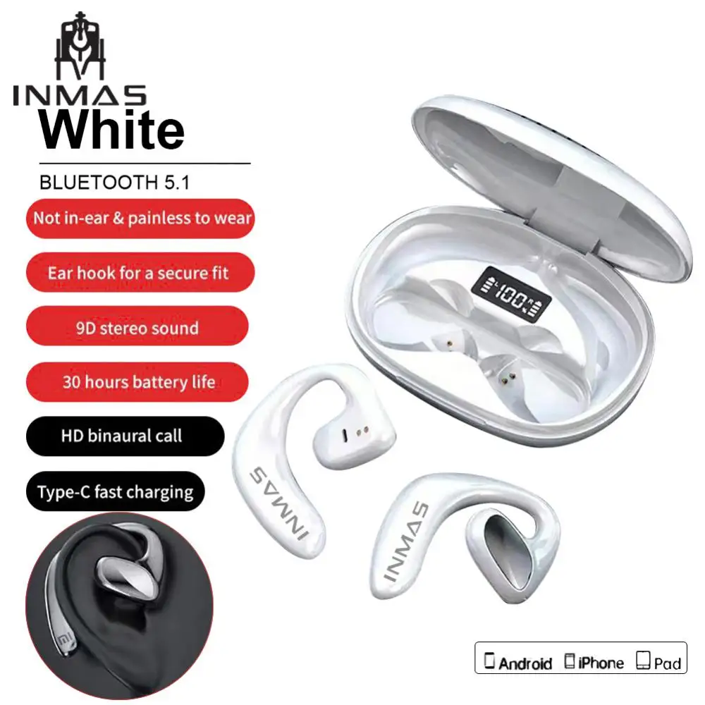 

Earphones Wireless Sport Headphone Touch Control HiFI Stereo Waterproof EarHook Headset With Mic