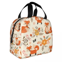 print fox insulated lunch bags print food case cooler warm bento box for kids lunch box for school
