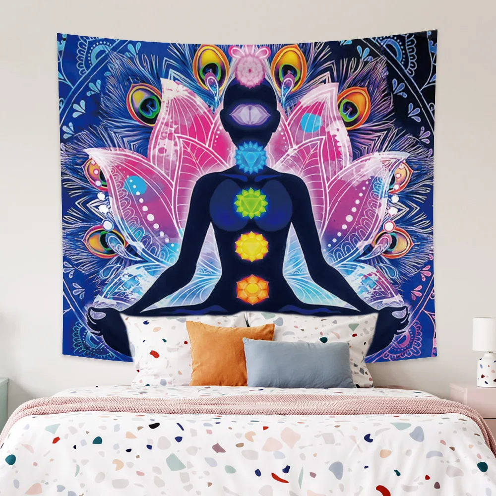 Медитация семь чакр гобелен индийский Будда украшение на стену Гобелен Мандала