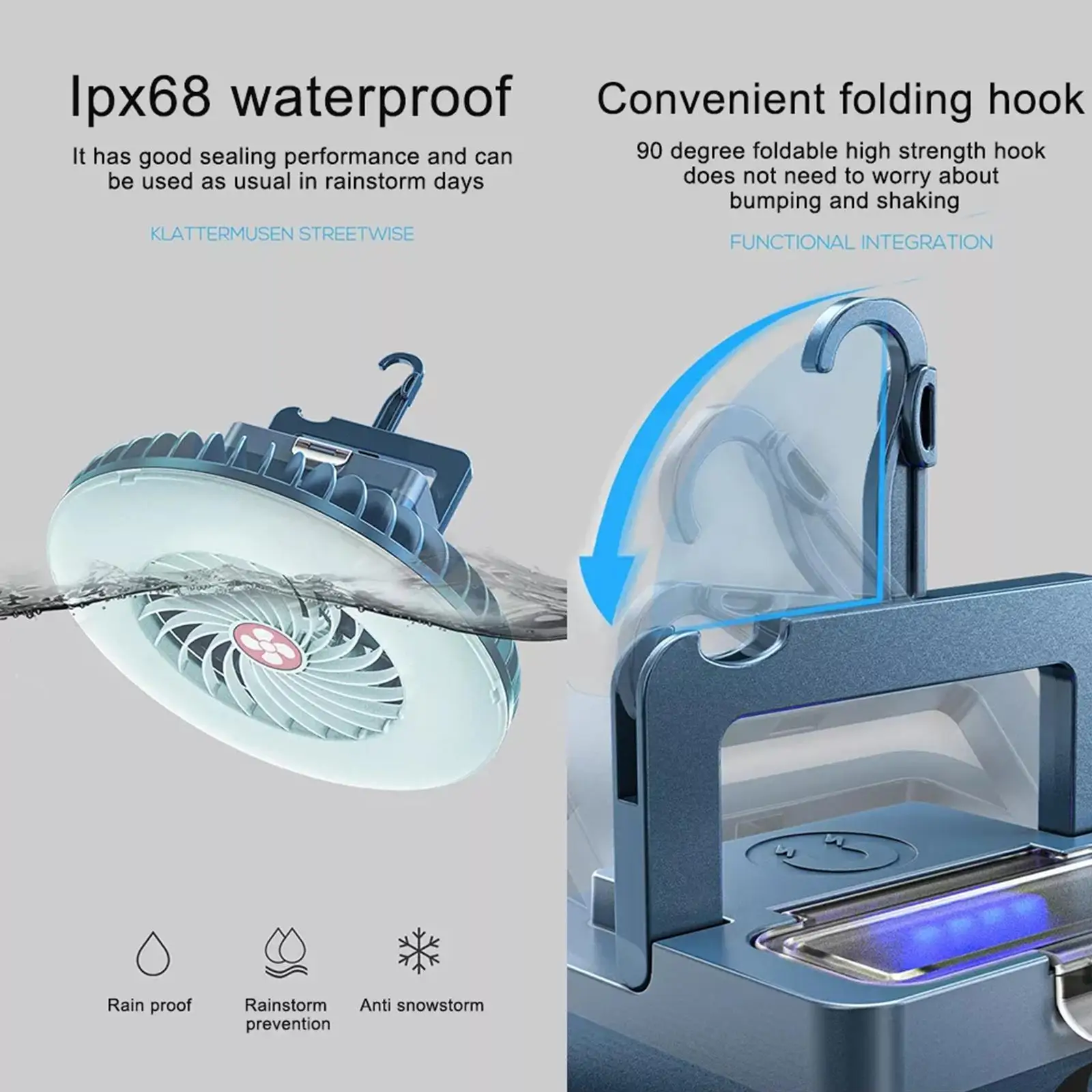 

Portable Camping Fan With LED Light For Tents,Rechargeable Battery Operated Fan With LED Lantern,Personal Desk Fan With Mag E8Z7