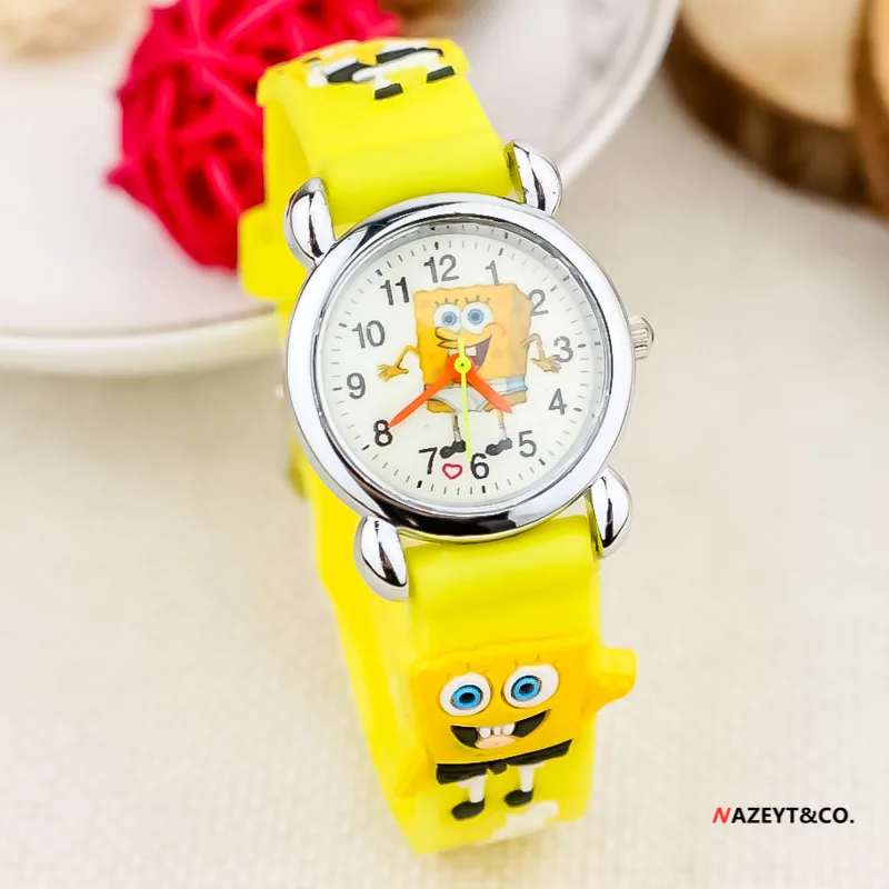 

New SpongeBob SquarePants Children's Watch Anime Characters 3D Cartoon Electronic Analog Digital Quartz Watch kids toy gifts