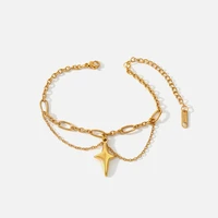 stainless steel 18 k metal golden pendant bracelet for women retro punk gothic statement cross chains bracelet jewelry wholesale