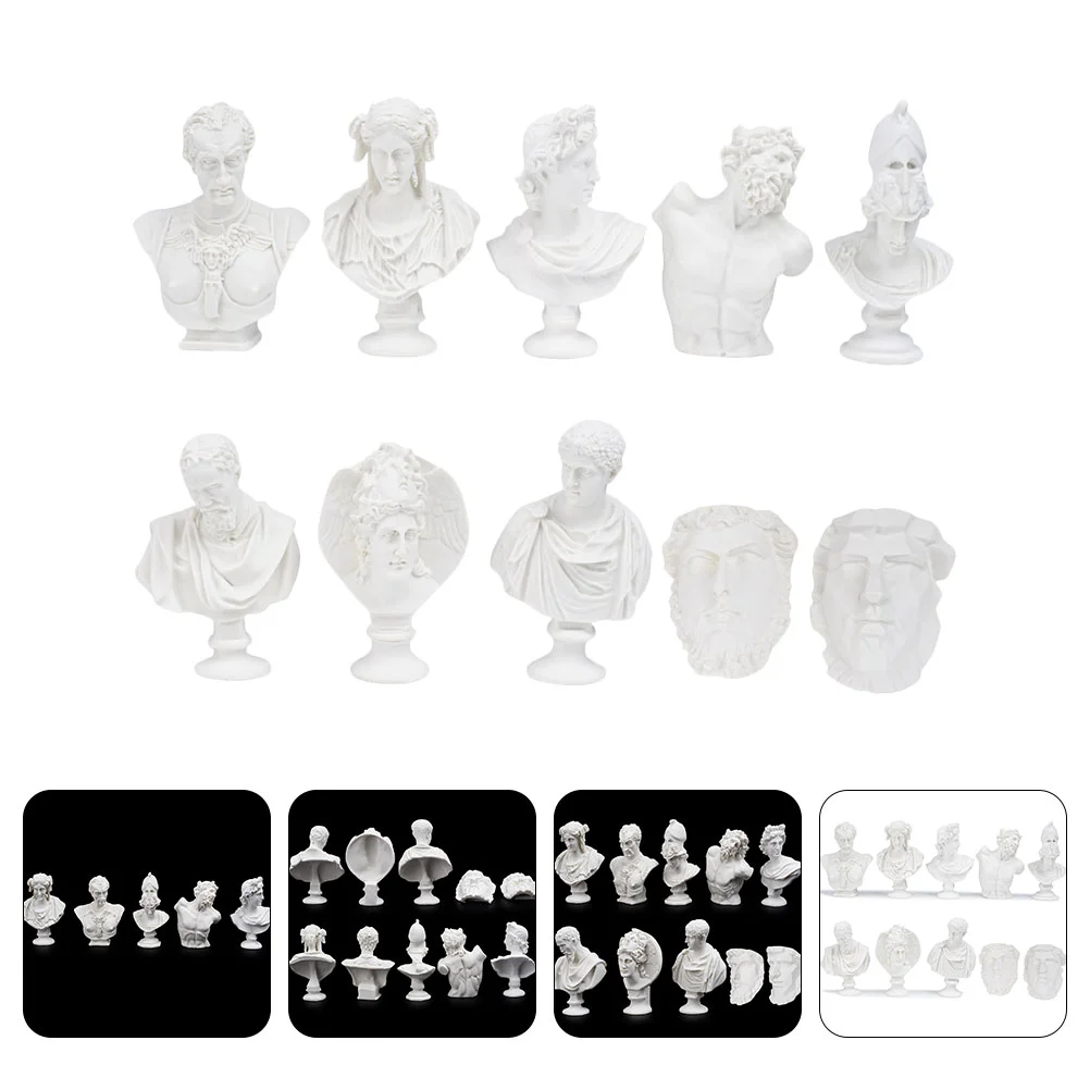 

10 Pcs Resin Crafts Sketch Home Décor Greek Bust Statues Office Decor Plaster Bust Statue Artist Sketch Prop