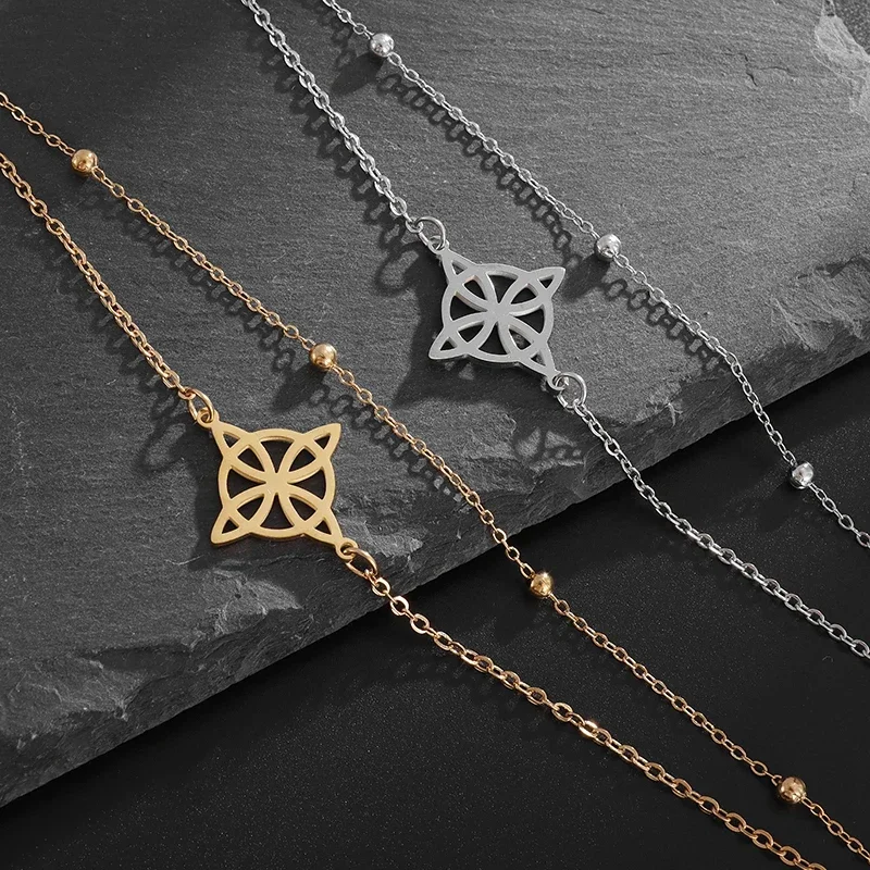 Золотая цепочка из нержавеющей стали с узлом ведьмы ирландские счастливые