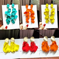 exaggerated acrylic earrings for women flower rose petal drop tassel long beach holiday jewelry red yellow blue fragment dangle