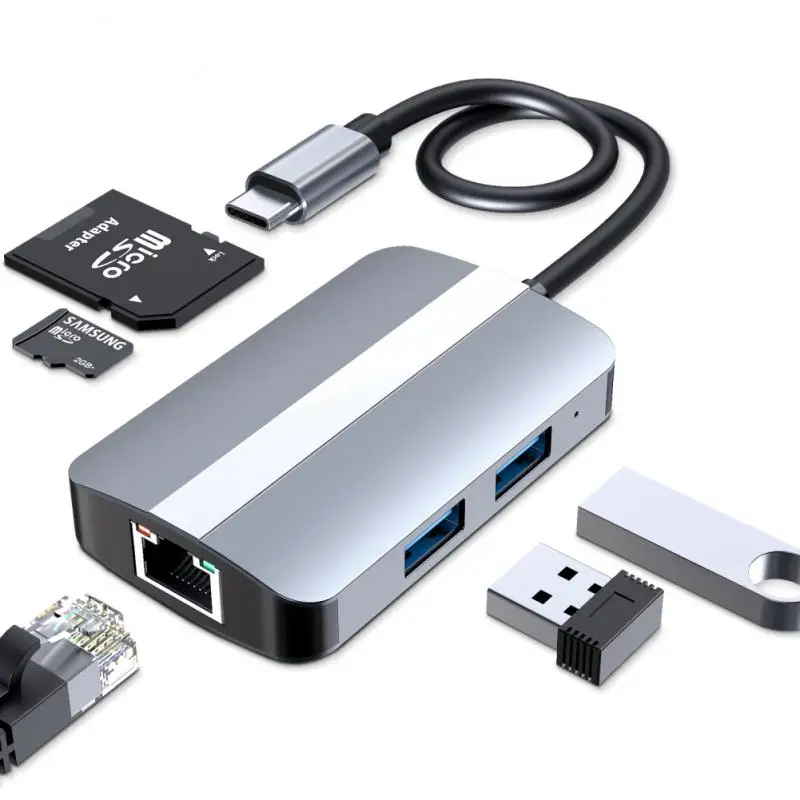 

100mbps Usb 3.0 Hub High Speed With Sd Tf Ports Card Reader Multiport Splitter Adapter Universal 5-in-1 5 Ports Dock Station