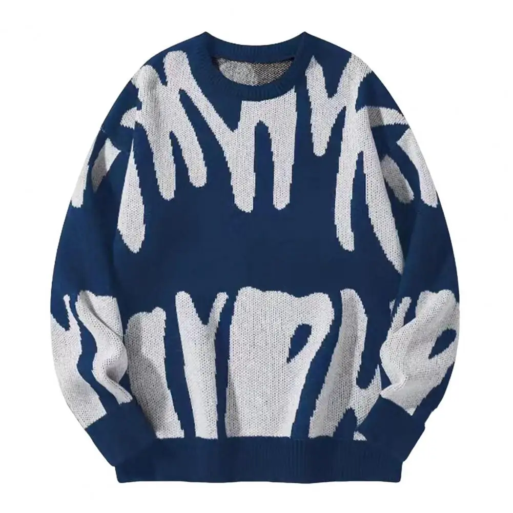 Новый популярный осенне-зимний пуловер с нерегулярным жаккардовым узором свитер