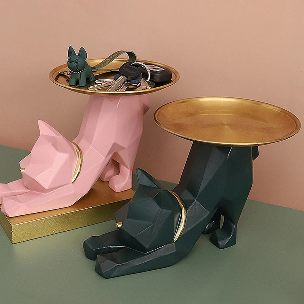 

Resin Stretch Geometric Cat Storage Figurines for Interior Nordic Creative Animal Home Entrance Key Tray Decoration