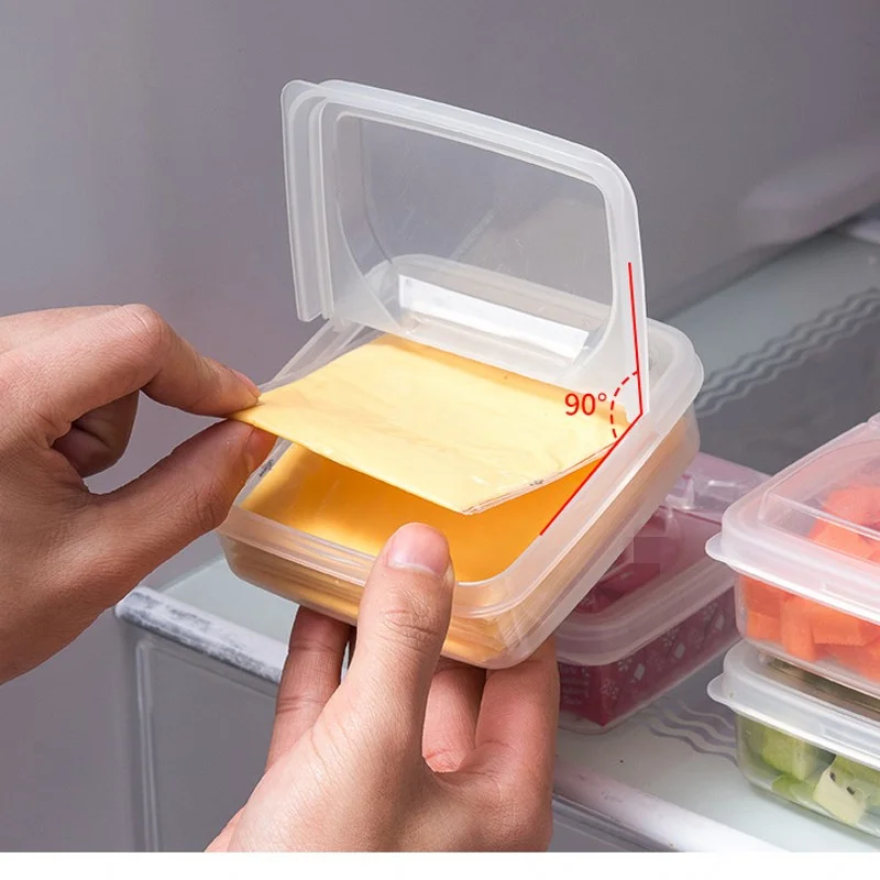 

2PCS Portable Flip-top Cheese Storage Box Cheese Container Fruit Vegetable Fresh-keeping Organizer Box Home Kitchen Storage Box