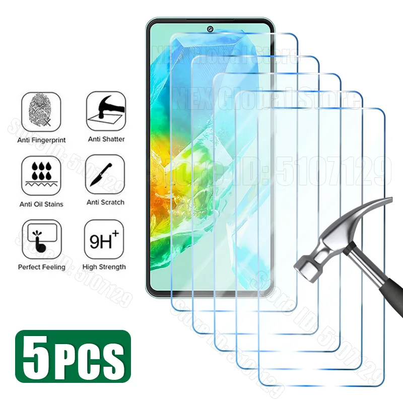 Защитное стекло 5 шт. для Samsung Galaxy A55 A15 A35 A54 A32 A34 A25 A14 A24 A13 A12 A22 A23 A33 A53 A73 A52S 5G