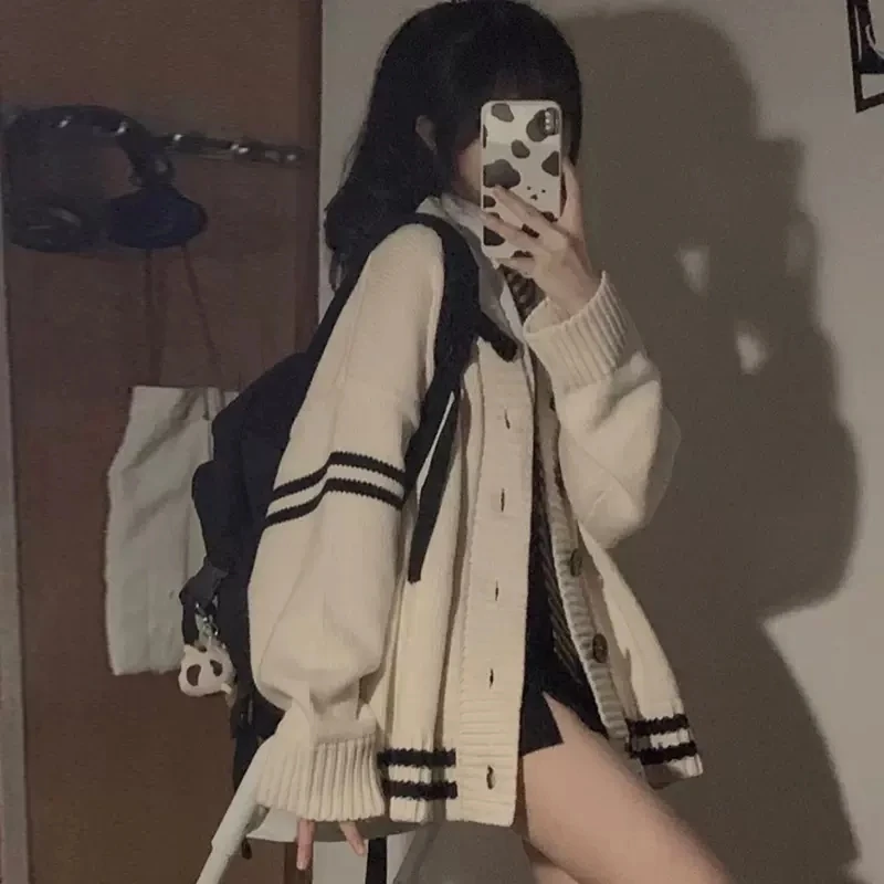 Кардиган модный свитер с длинным рукавом осенне-зимнее вязаное пальто милые топы