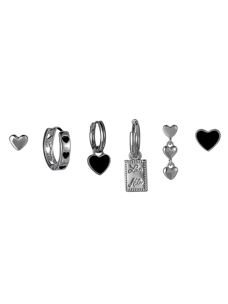 Voyag Heart 6-Piece Set Earrings Design High-End Small and Exquisite Suitable for Winter