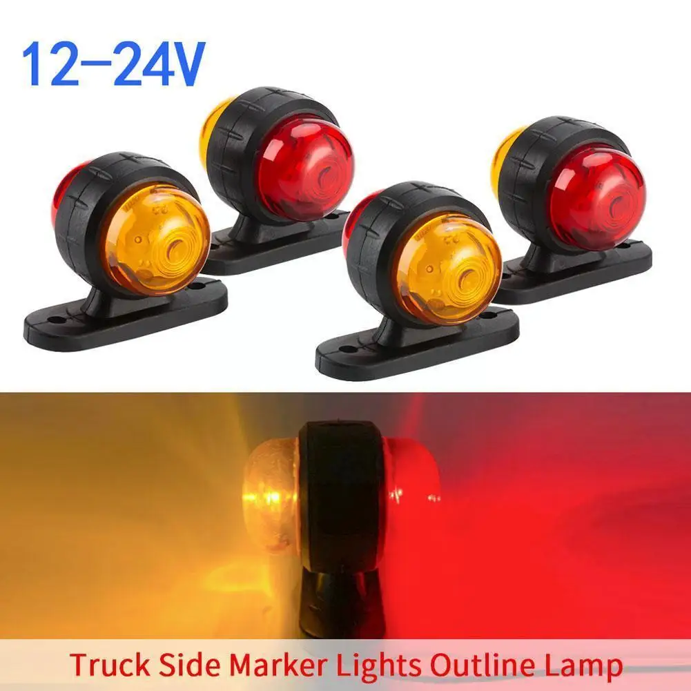 

2PCS 12V 24V Truck Trailer Lights LED Side Marker Position Clearance Lamps Light Red Tractor White Lorry Parking Lamp Amber H1E2