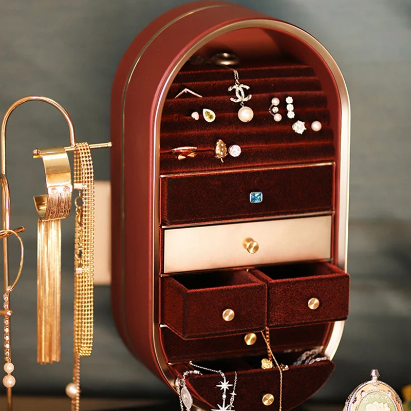 Nordic Metal Gold Jewelry Storage Box Organizer for Girl Luxury Multi Layer Desktop Storage Box Jewelry Drawer Case Gift Ideas