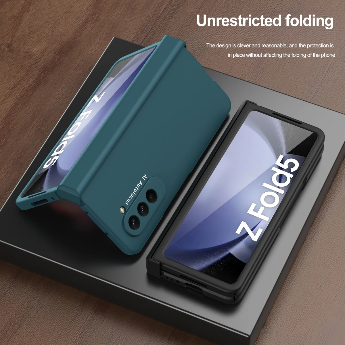 

Floveme Macaron Hinge Solid Color Phone Case For Samsung Galaxy Z Fold 5 Anti-fall Protective Shell With Tempered Film Cases New