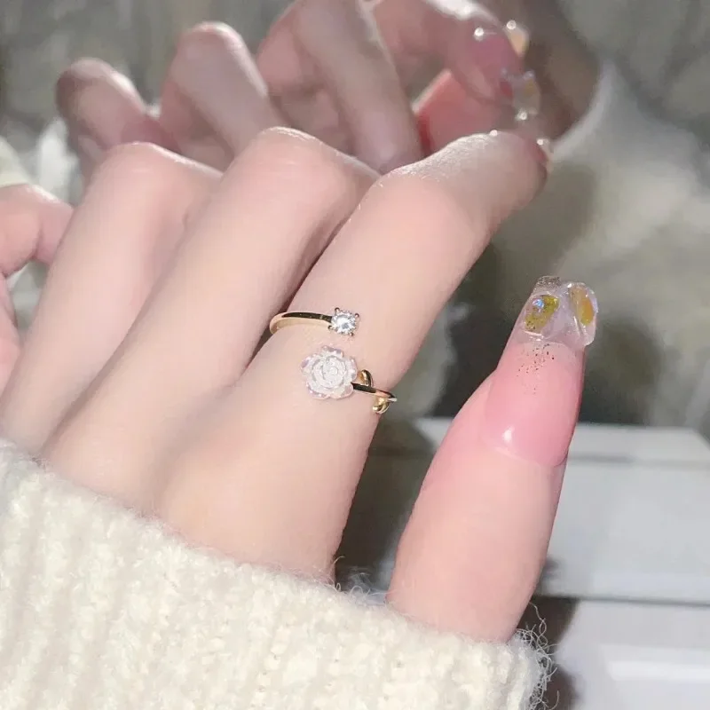 Модное кольцо с розой романтическое цирконом на палец принцессы для девочек