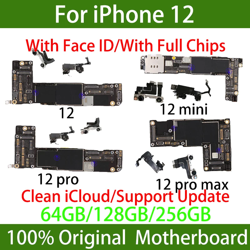 

Материнская плата Free iCloud для iPhone 12, оригинальная материнская плата с идентификатором лица, 512 ГБ, 256 ГБ, 128 ГБ для iPhone 12 Pro Max, материнская плата ...