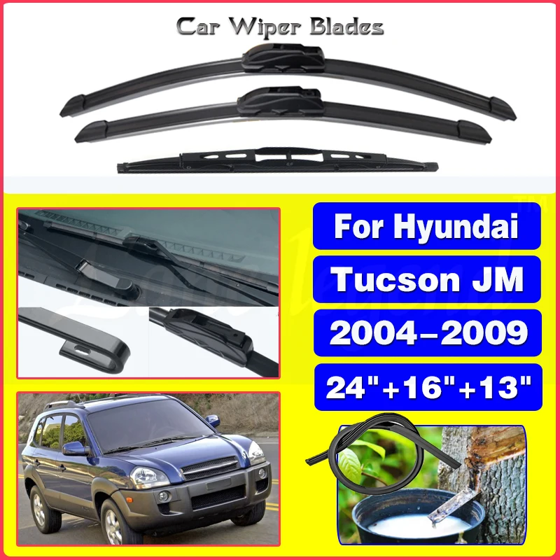 

Комплект щеток стеклоочистителя переднего и заднего стеклоочистителя для Hyundai Tucson JM 2004-2009 2005 2006 2007, лобовое стекло, ветровое стекло 24 "+ 16" + 13"