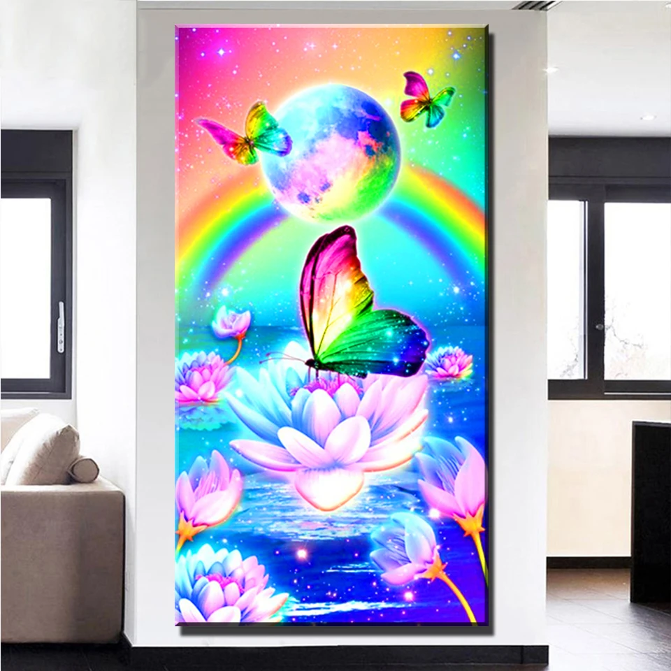 

Custom Diamond Painting Fantasy Light bulb Butterfly Full Diamond Art Embroidery Mosaic Flower Cross Stitch Home Decorework S301