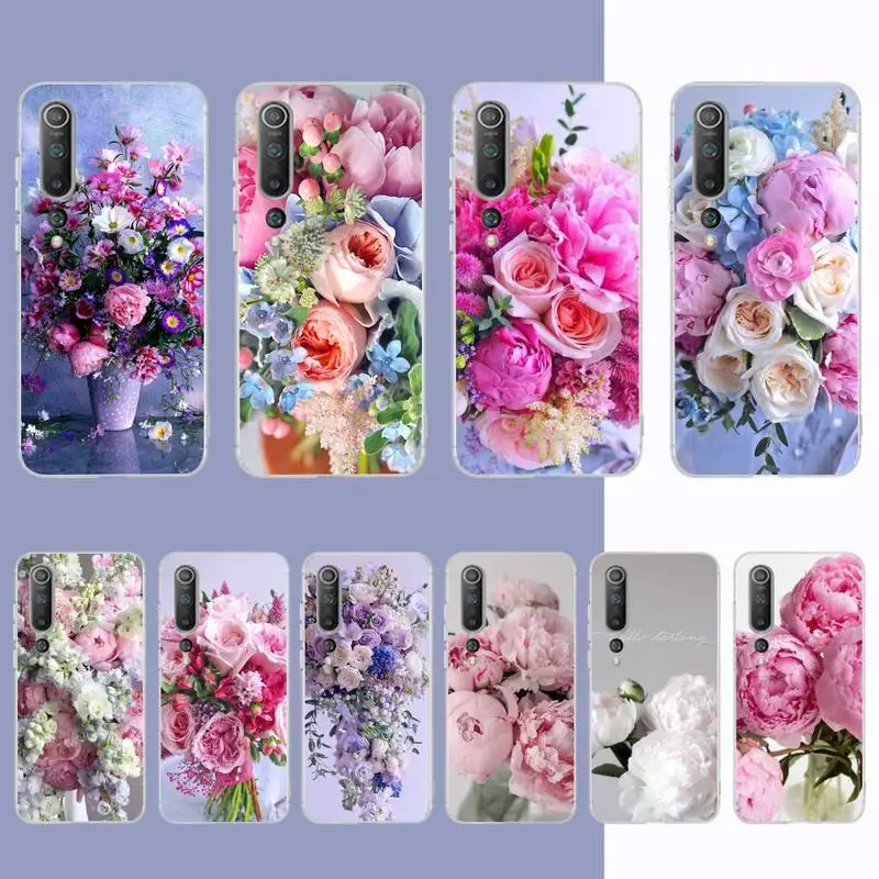 

Flower Pink Peonies Peony Phone Case for Samsung S21 A10 for Redmi Note 7 9 for Huawei P30Pro Honor 8X 10i cover