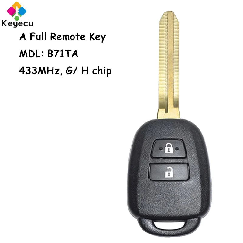 

KEYECU Replacement Remote Control Car Key With 2 Buttons 433MHz G/ H Chip for Toyota Yaris RAV4 2012 2013 2014 2015 Fob B71TA