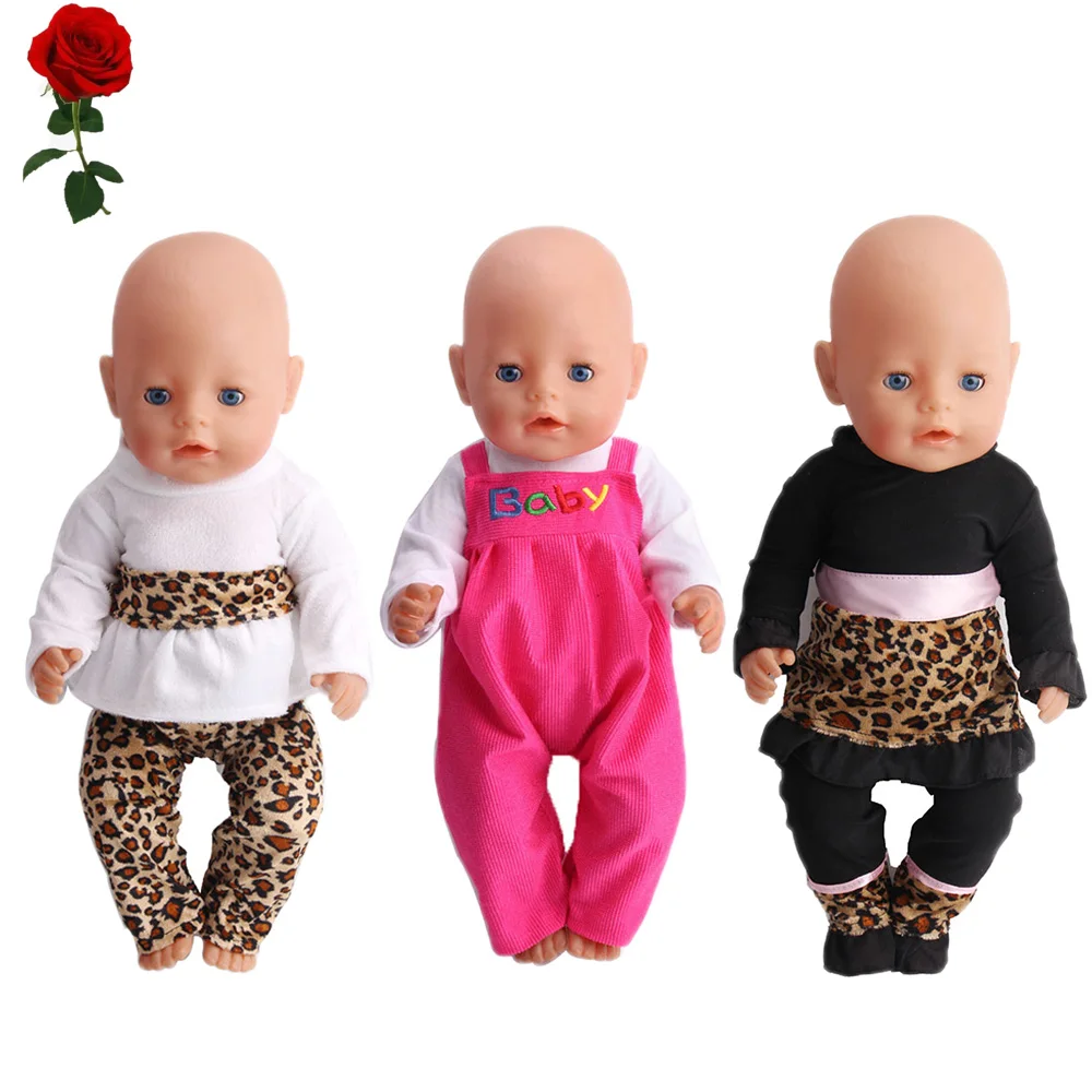 Doll Clothes Spring  Autumn Style Suspenders Casual Set Suitable For 18 Inch American Baby Girl And 43Cm Newborn Baby Toy Gifts