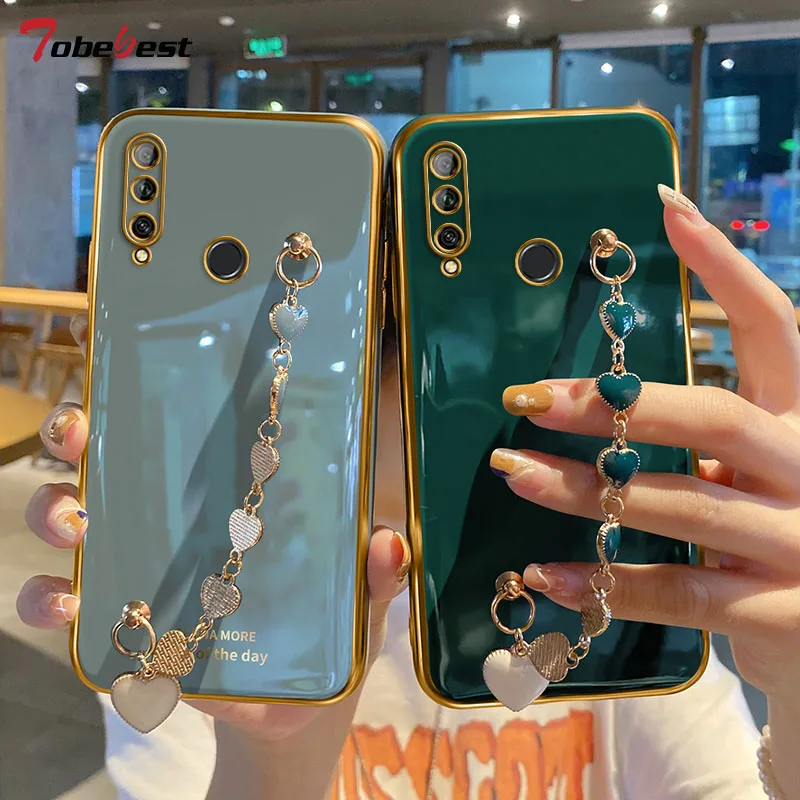 

Luxury Love gem bracelet Chain Plating Silicone Case for Huawei Y9 Prime Y7 Pro Y6 Y5 2019 Coque Soft TPU Cover